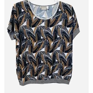 DREAMSTAR DOLMAN CAP SLV RND NECK PULL-OVER BLOUSE, WOMENS, XL, GOLD BROWN WHITE